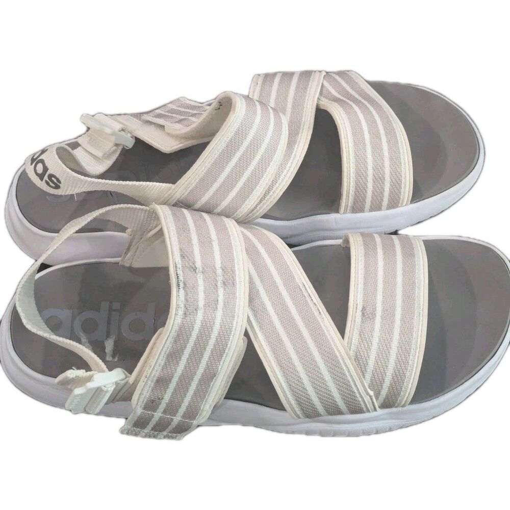 adidas Women's 90s Swim Slide Sandals size 11 Beige Adjustable Strappy Pre-owned